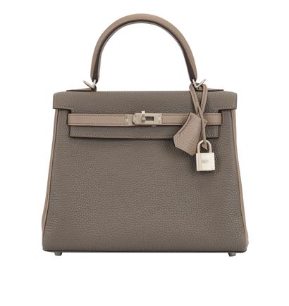 Kelly 25, &pound;15,000, Handbags, Brown/Grey, Leather, Front view